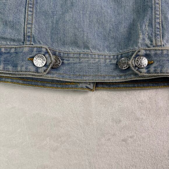 Brandy Melville Jean Vest Button-Up Collared Cotton Light Wash Denim Blue Size S - Picture 12 of 16